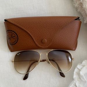 SOLD Gold Ray-Ban Aviators with tan ombré lens